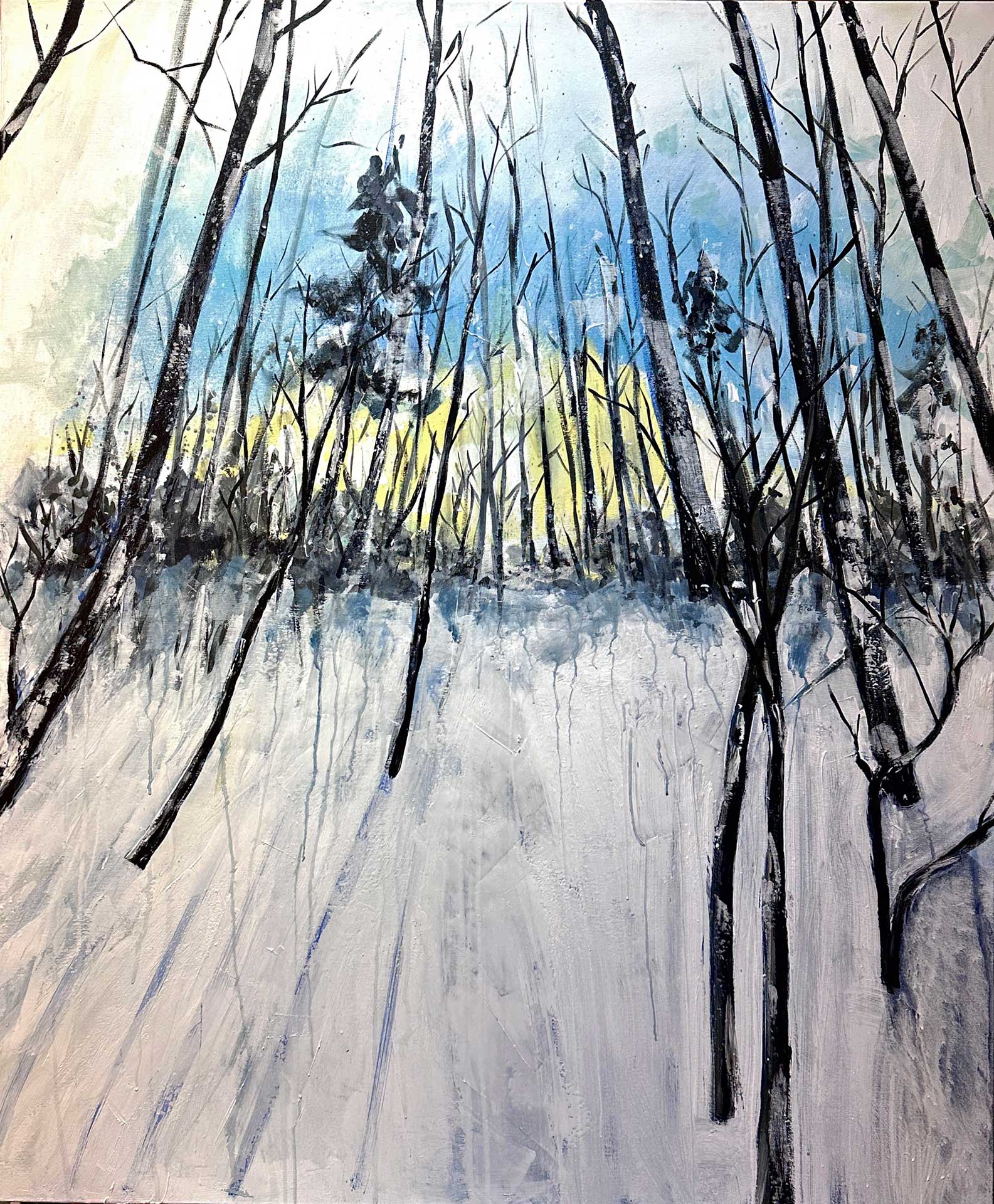 Jelena Martinović - Šuma zimi, akril na platnu, 2024., DLightful galerija / Winter Forest, acrylic on canvas, 2024, DLightful Gallery