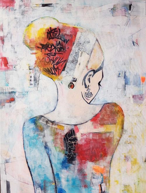 Irena Vasilj - Sestra, mješovita tehnika na platnu, 2025., DLightful galerija / Sister, mixed media on canvas, 2025, DLightful Gallery