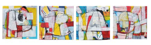 Irena Vasilj - Slatki snovi, kolažno kombinirana tehnika na platnu, 2025., DLightful galerija / Sweet Dreams, collage mixed media on canvas, 2025, DLightful Gallery